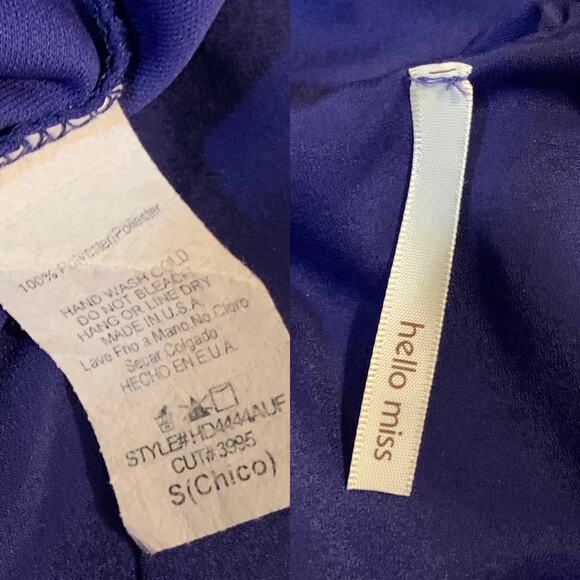 Vintage Hello Miss Royal Blue Asymmetrical One Sleeve Ruffle Mini Dress Small - Picture 8 of 8